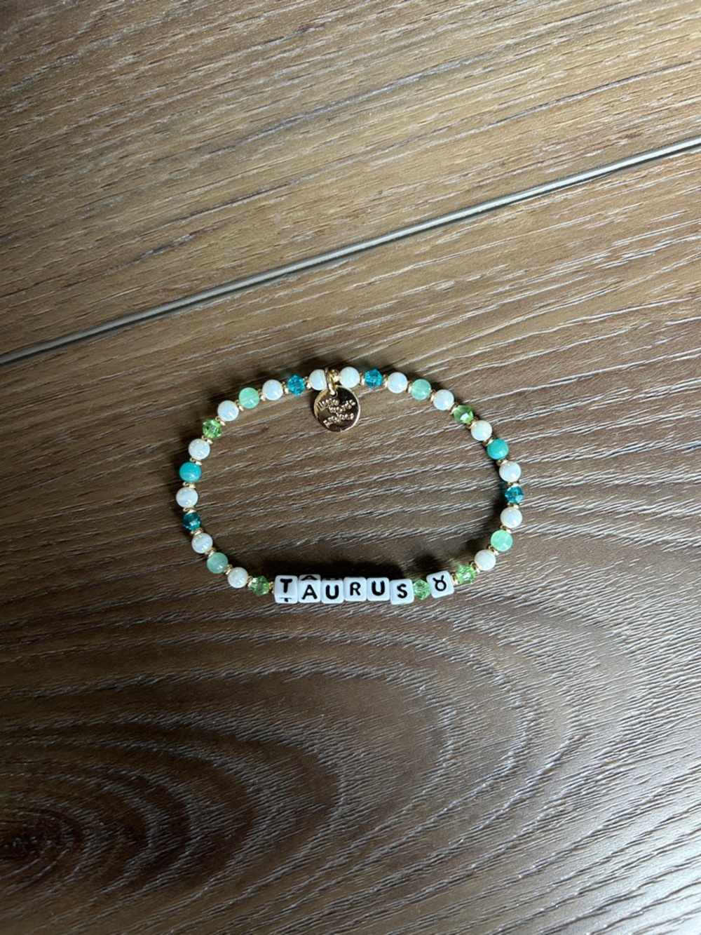 Taurus Beaded Zodiac Bracelet - Green and White